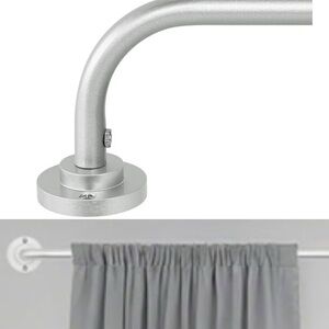 Silver Curtain Rod One Heavy Duty Wrap Around Curtain Rod 48 To 90 Inch NEW